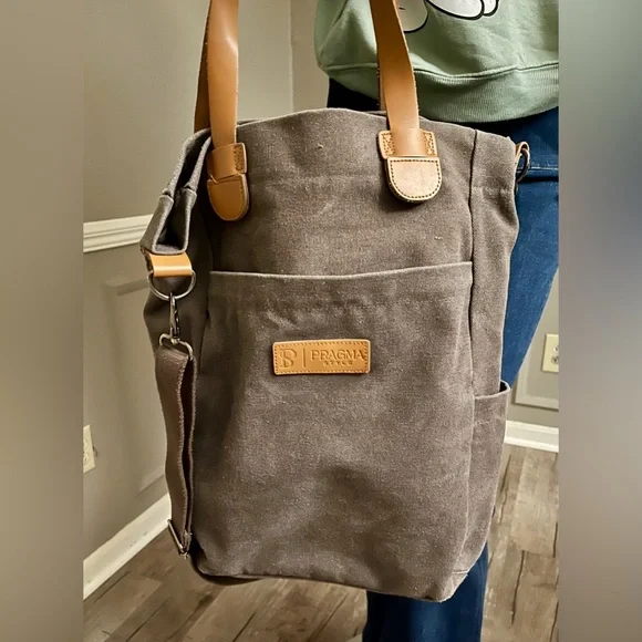 👜 Pragma Style Canvas Tote Crossbody Bag – taupe - Picture 1 of 7